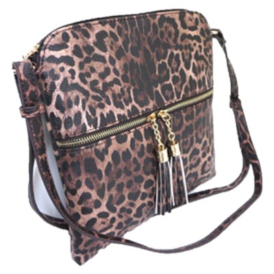 LE062-BROWN LEOPARD VEGAN LEATHER CROSSBODY BAG